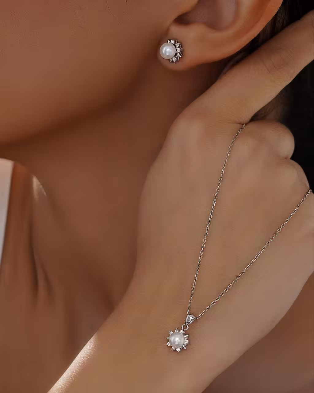 نیمست نقره مروارید اصل جواهری کد 00499