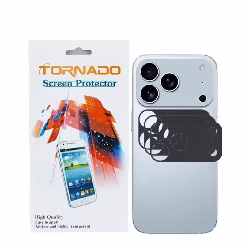 محافظ لنز دوربین تورنادو مدل قابدار مناسب برای موبایل اپل آیفون 17 پرو مکس / iPhone 17 Pro Max بسته 3 عددی