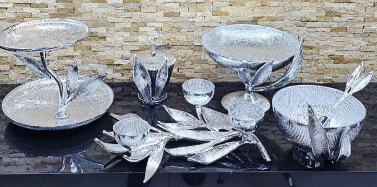 سرویس پذیرایی آلمینیومی مدل سانسوریا نقره ای