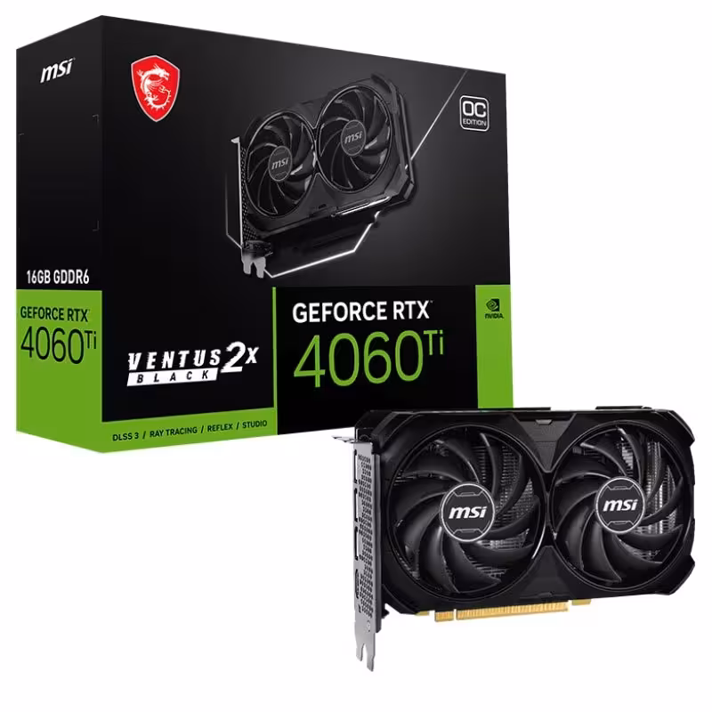 کارت گرافیک ام اس آی مدل Ventus 2X Black GeForce RTX 4060 Ti با ظرفیت 16 گیگابایت GDDR6