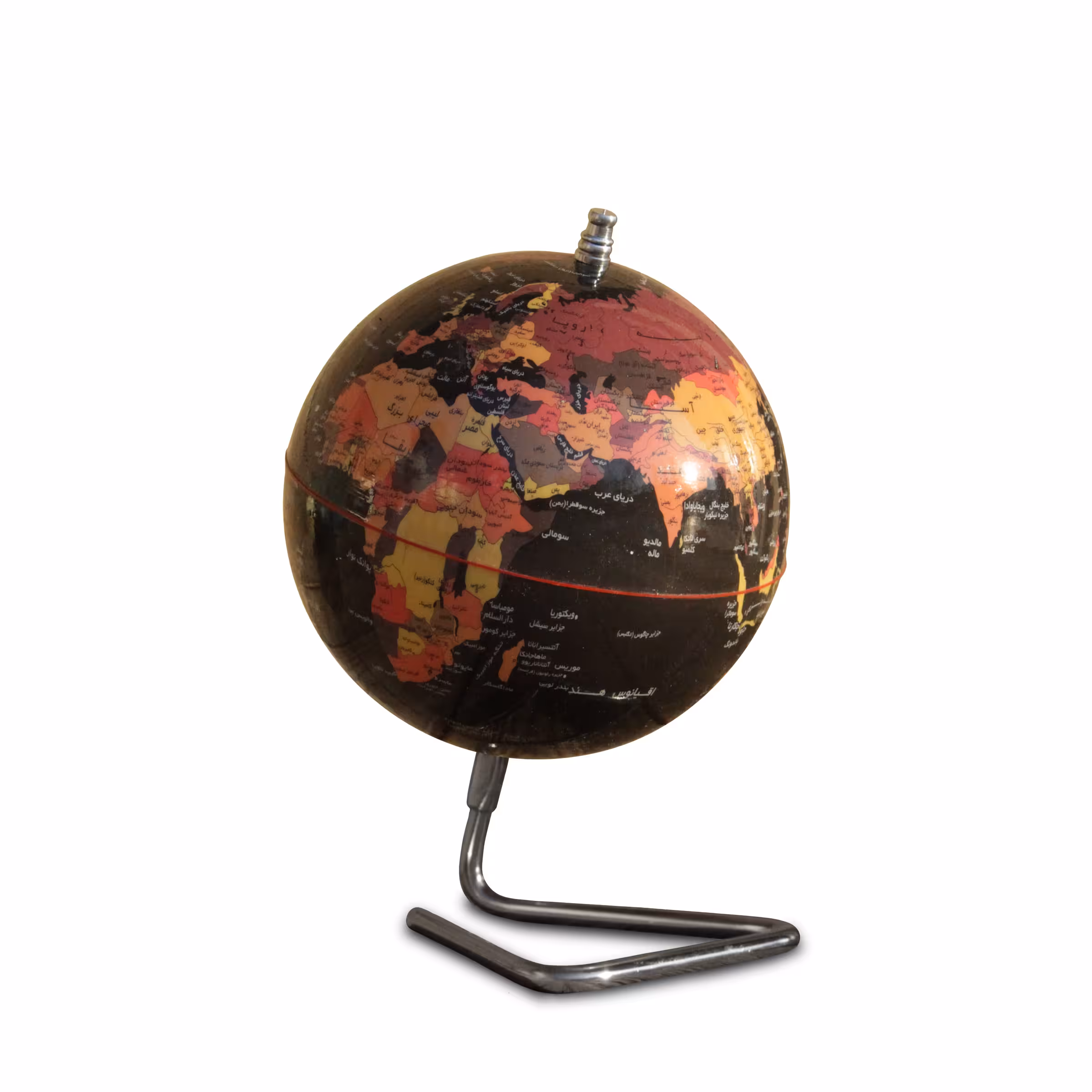 کره جغرافیایی سایز 14 پایه هندسی مشکی فارسی ایده