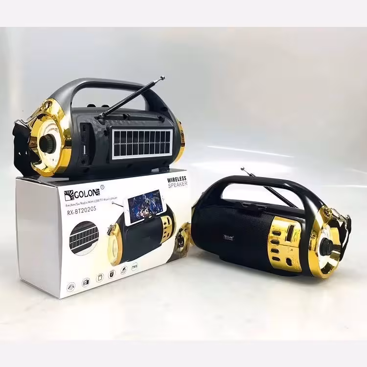 رادیو اسپیکر گولون مدل RX-BT2020S \پنل خورشیدی و چراغ قوه دار