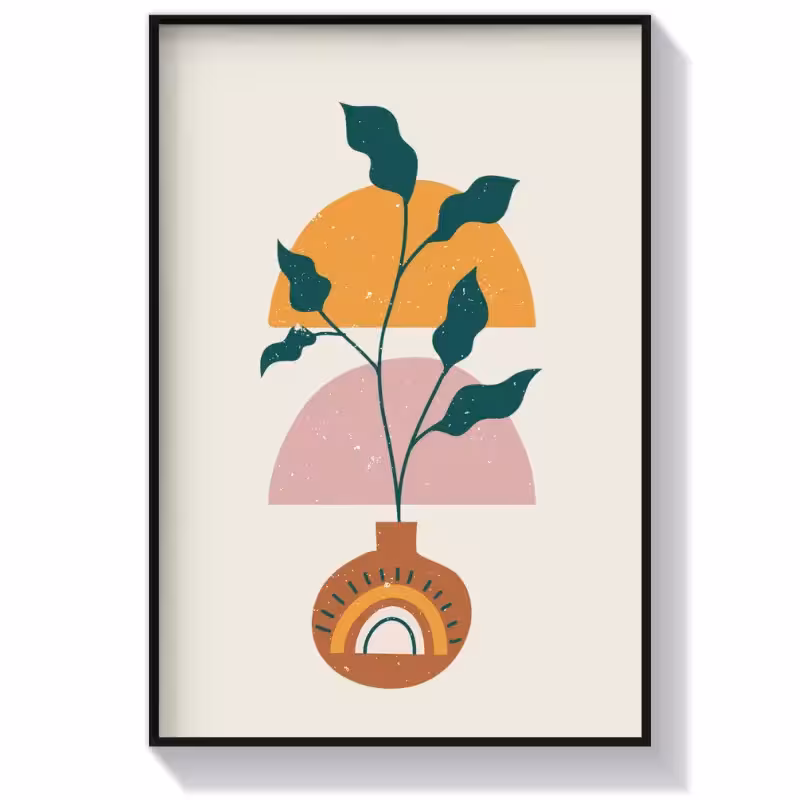 تابلو دکوراتیو بوهو طرح گلدان فانتزی