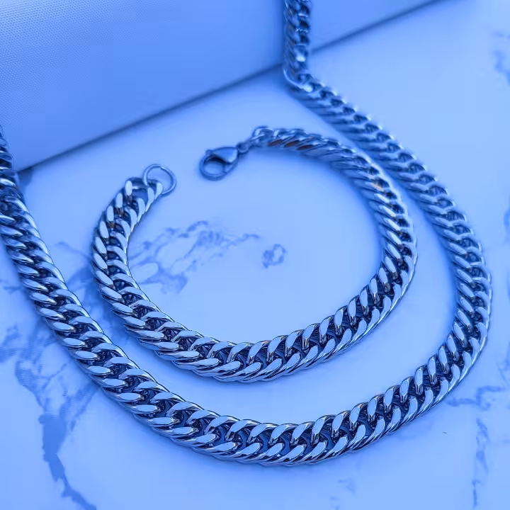 ست گردنبند و دستبند 8 میل نقره ای کارتیر