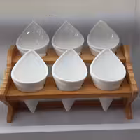 ست 6 عددی بستنی خوری سرامیکی با استند بامبو JA7590