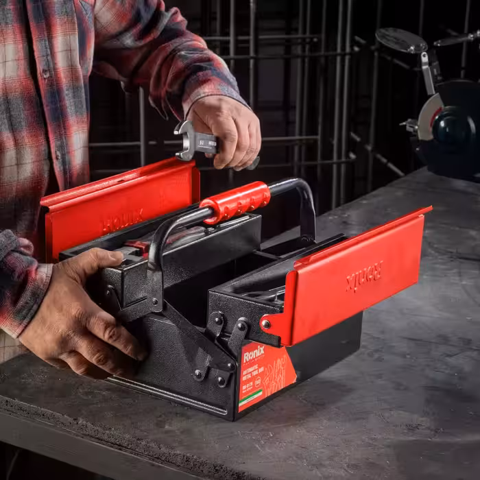 جعبه ابزار فلزی اتوماتیک 30 سانتی 2 طبقه مدل RH-9170 رونیکس