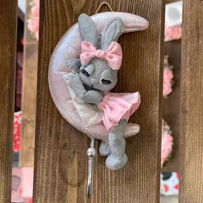 آویز حوله آشپزخانه مدل خرگوش و ماه