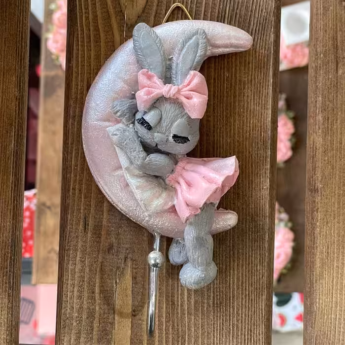 آویز حوله آشپزخانه مدل خرگوش و ماه