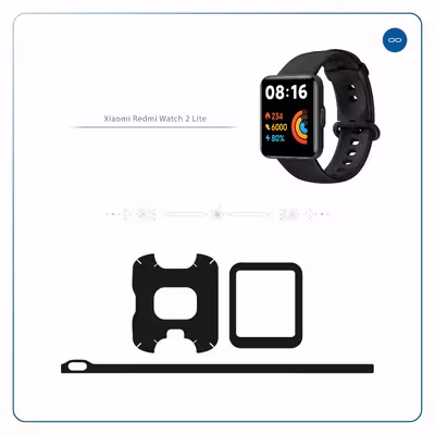برچسب ماهوت طرح Matte-Black مناسب برای ساعت هوشمند شیائومی Redmi Watch 2 Lite