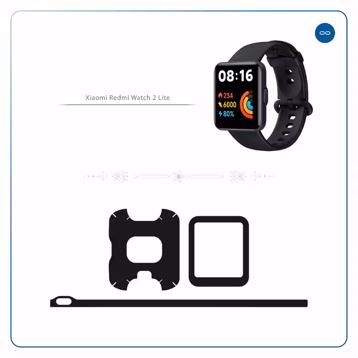 برچسب ماهوت طرح Matte-Black مناسب برای ساعت هوشمند شیائومی Redmi Watch 2 Lite