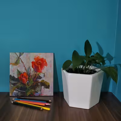 کاشی کارنیلا طرح نقاشی رز سرخ مدل لوحی کد WKB766 