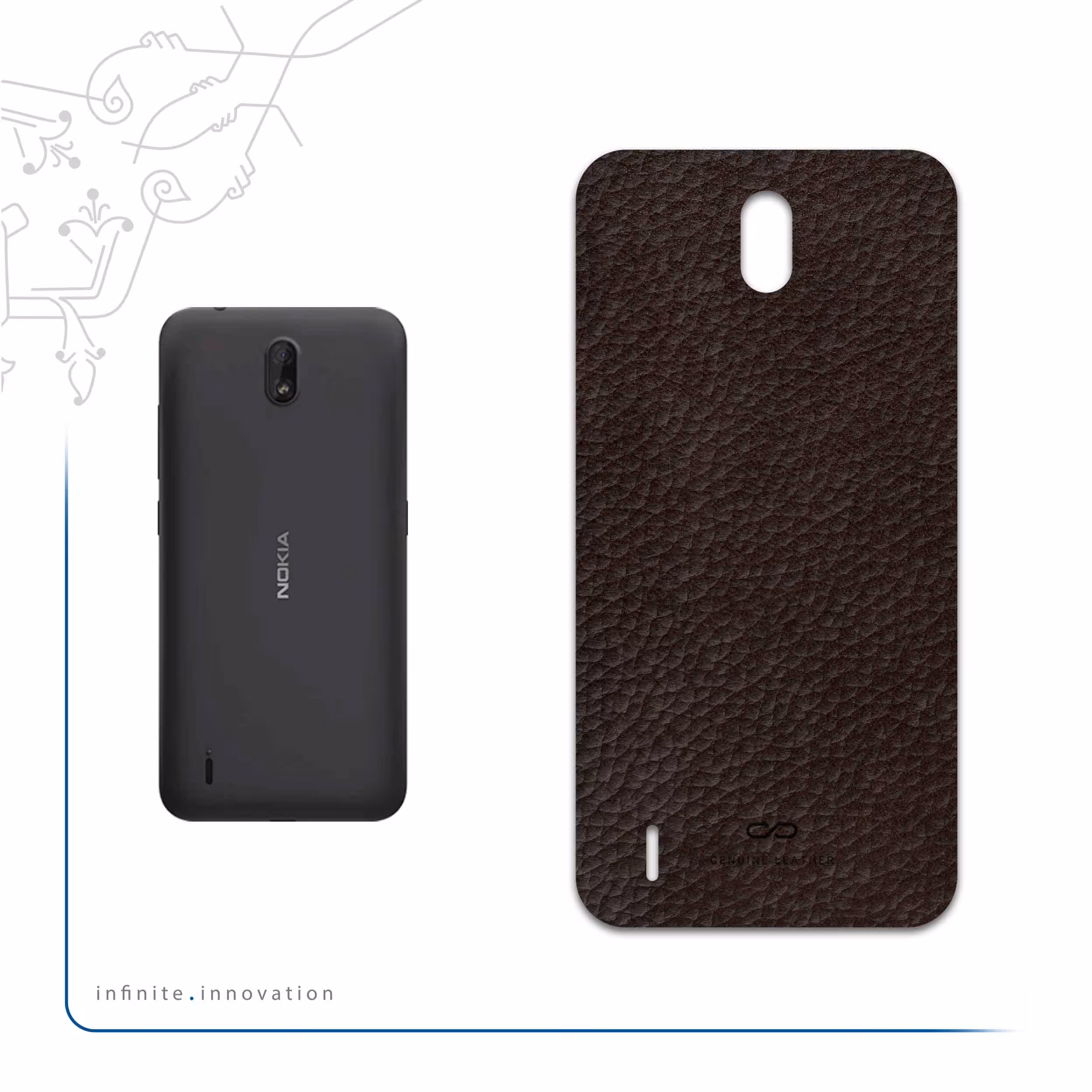 برچسب پوششی ماهوت مدل Dark-Brown-Leather مناسب برای گوشی موبایل نوکیا C1