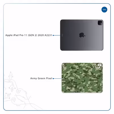 برچسب پوششی ماهوت مدل Army-Green-Pixel مناسب برای تبلت اپل iPad Pro 11 (GEN 2) 2020 A2231