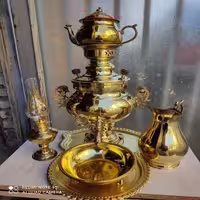 سماور زغالی برنجی سه لیتری مدل آیینه ورق برنج ضخیم
