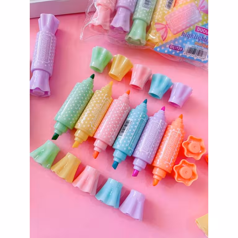 ماژیک علامت زن (هایلایتر) مینی دوسر پاستلی طرح شکلات کد DL-128 بسته 6 عددی