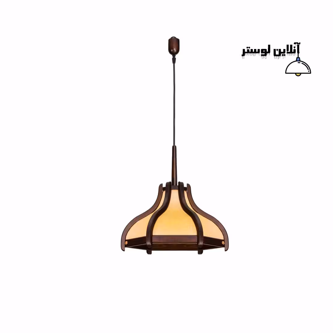 آویز چوبی حصیری گلابی تک شعله دارکار
