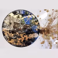 ساعت دیواری رزین مدل لوتوس کهکشان قطر40