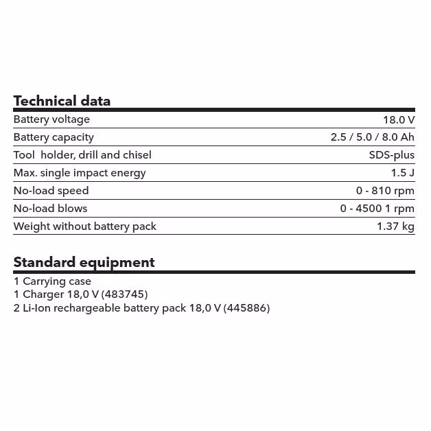 دریل بتن کن شارژی فلکس مدل FHE 1-16 18.0-EC TC 2.5/ Set
