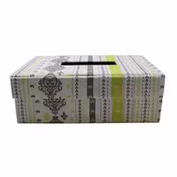 سولینا جای دستمال درب دار طرح دار زرد طوسی