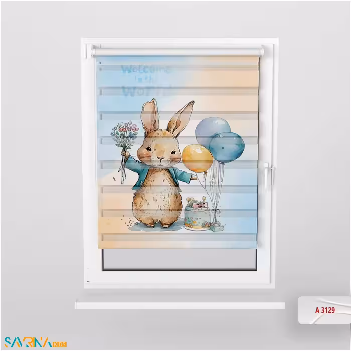 پرده زبرا بچگانه طرح تولد خرگوش کوچولو کد A3129