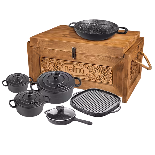 سرویس چدن نالینو 10 پارچه مدل bona (با جعبه چوبی)