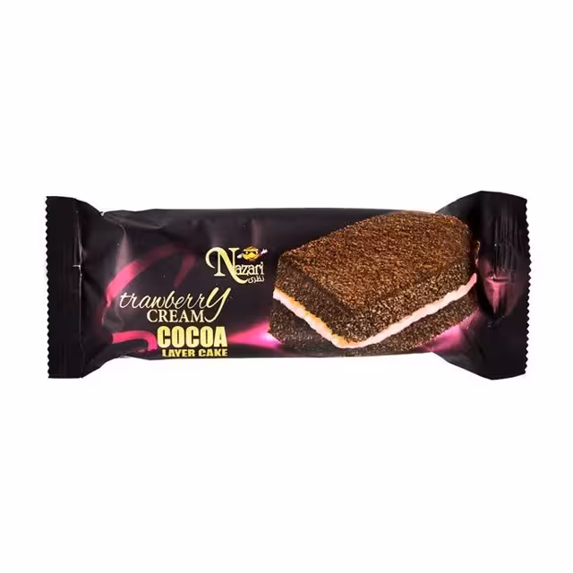 کیک کاکائویی با کرم توت فرنگی نظری 65 گرمی
