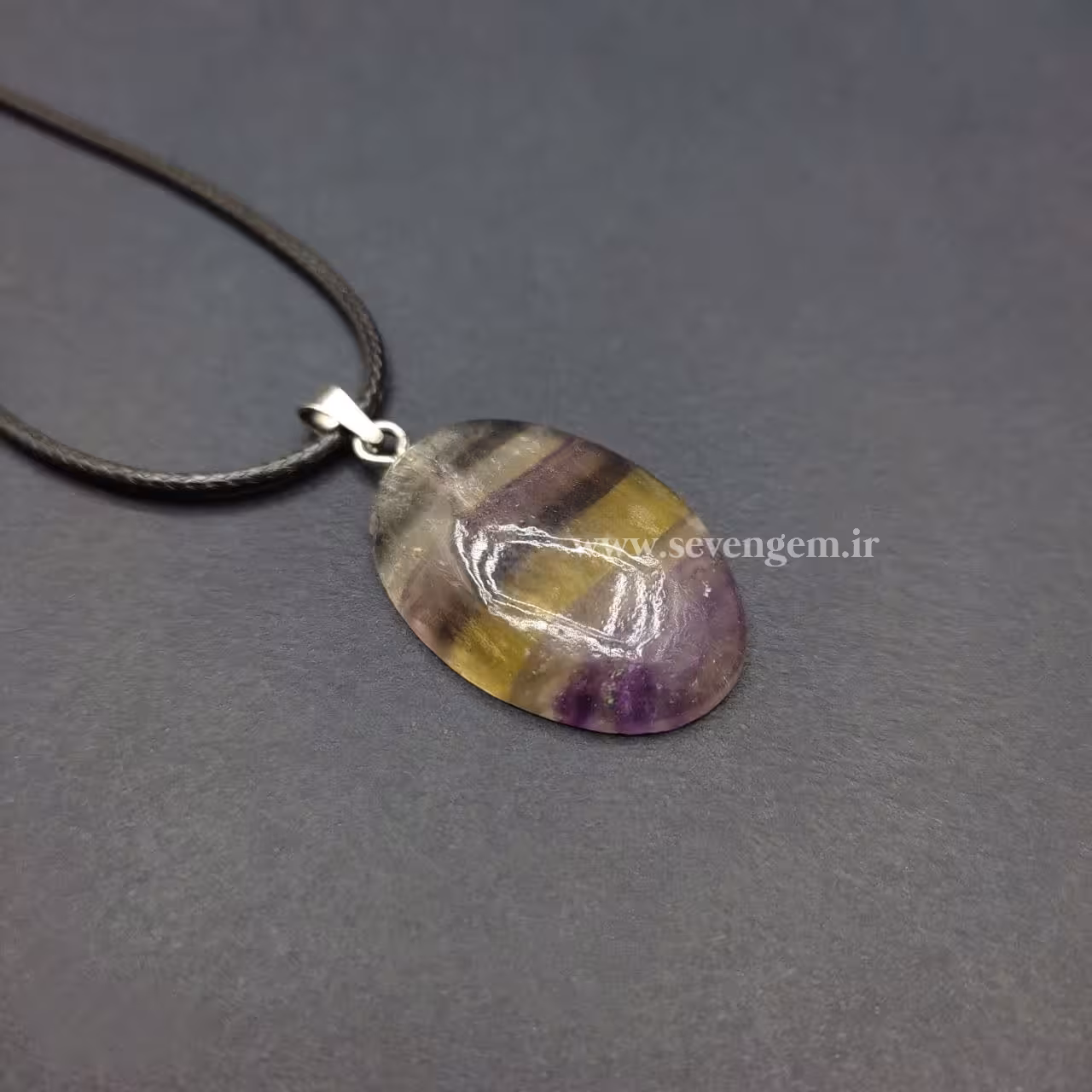 گردنبند سنگ فلوریت رنگین کمان (کد21)