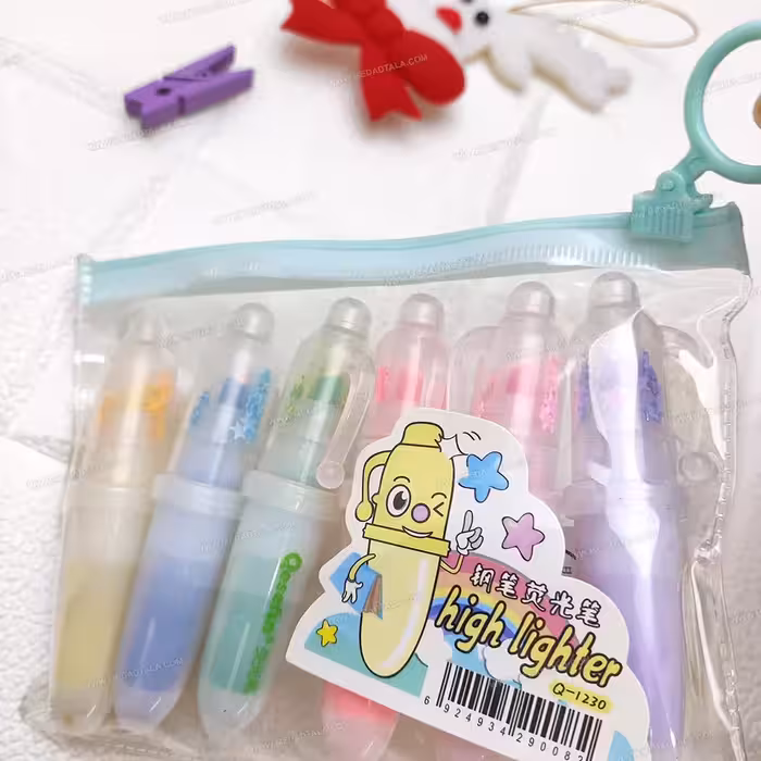 هایلایتر فانتزی طرح استوانه بسته 6 عددی Qesefun