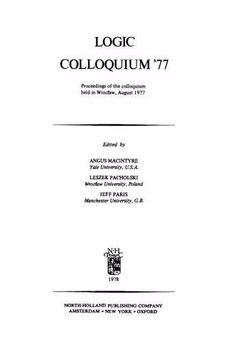 خرید و دانلود نسخه کامل کتاب Logic: Colloquium Proceedings, 1977