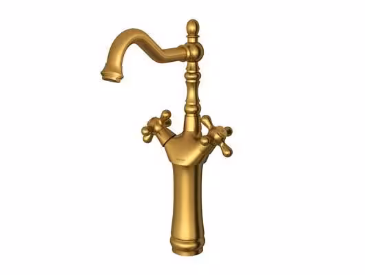 شیر روشویی پایه بلند مدل باروک پلاس طلا مات