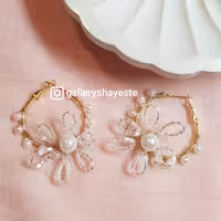 گوشواره حلقه ای گل مدل گالری شایسته و ماه فام