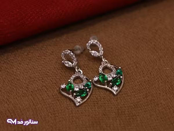 گوشواره استیل آویز نگین دار قلب کد G5016