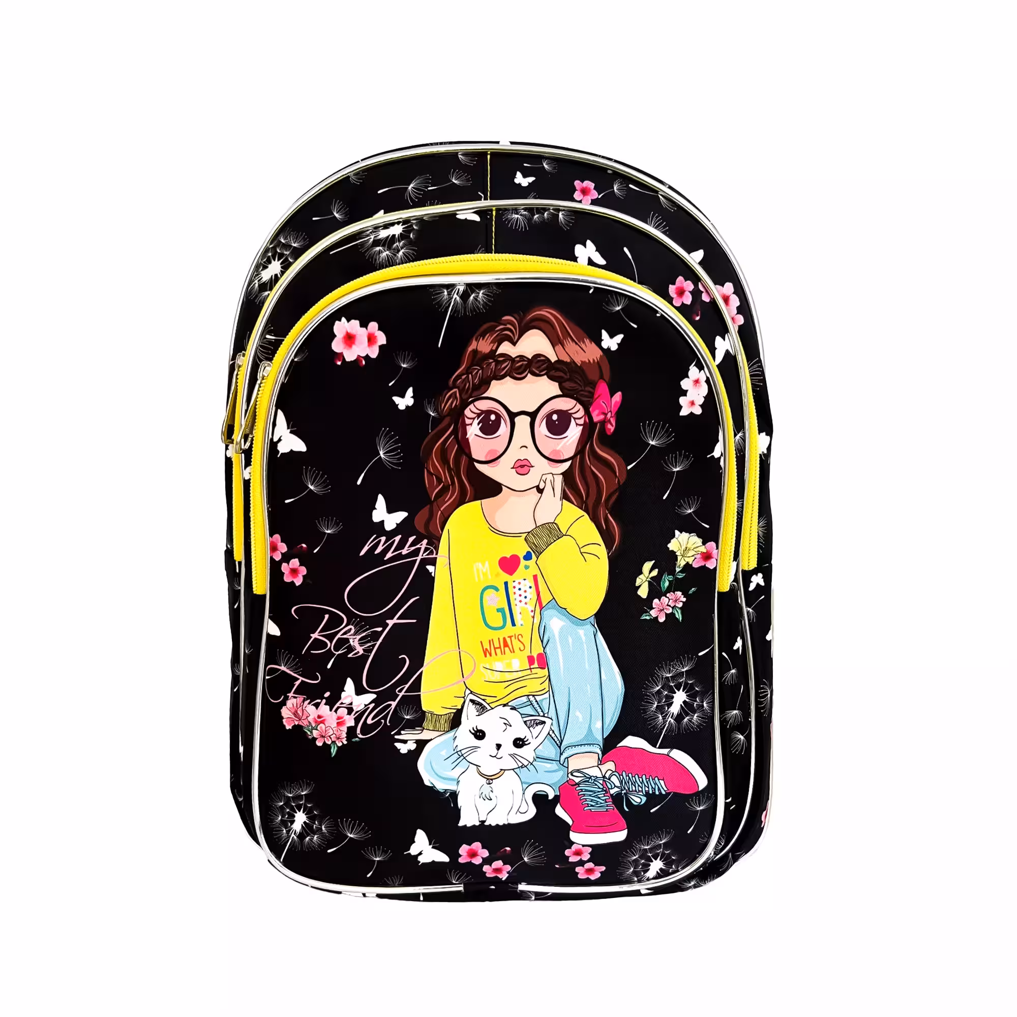 کوله پشتی طرح دختر و گربه کد 117008523