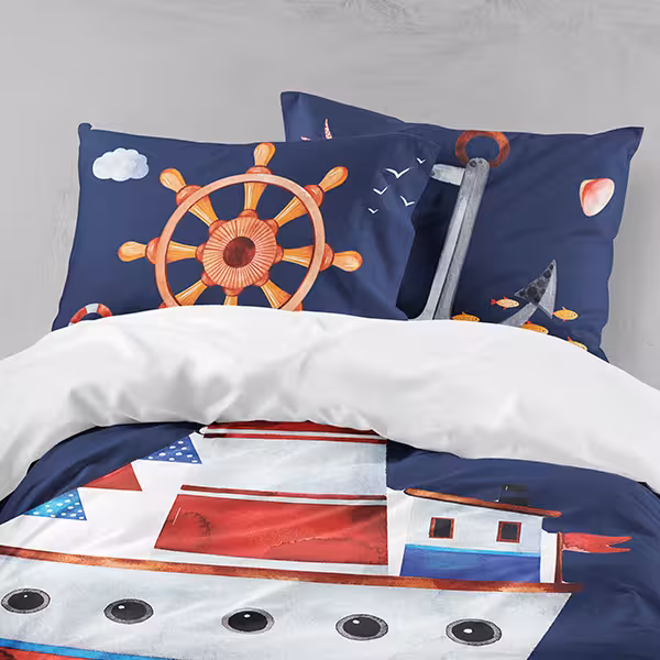 ست روتختی سرمه‌ای دستیکور مدل کشتی