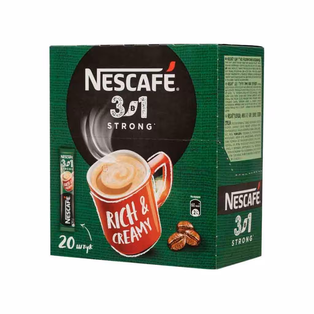 قهوه فوری روسی 3 در 1 نسکافه NESCAFE STRONG وزن 14.5 گرم
