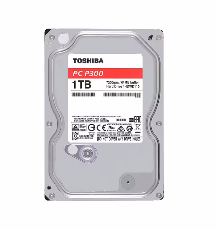 هارد اینترنال توشیبا مدل P300 ظرفیت 1TBToshiba P300 1TB Desktop Hard Disk Drive - 7200 RPM SATA 6Gb/s 64MB Cache 3.5 Inch