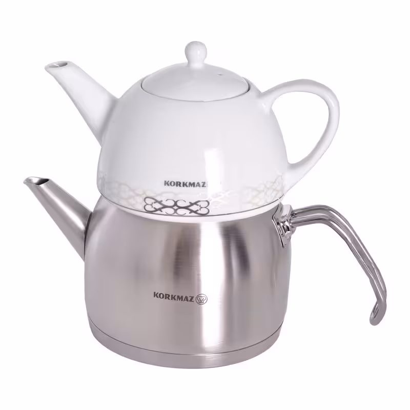 ست کتری قوری کرکماز مدل Mega satin کد 03-105 گنجایش کتری 2 لیتر گنجایش قوری 1 لیتر