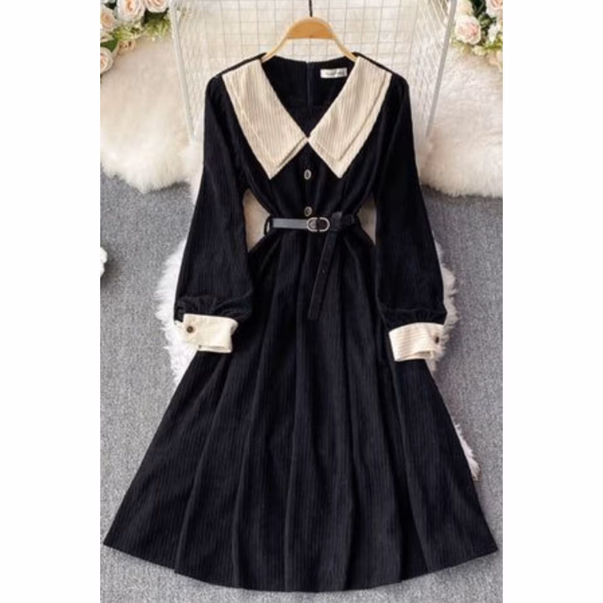 پیراهن کبریتی دو رنگ مشکی