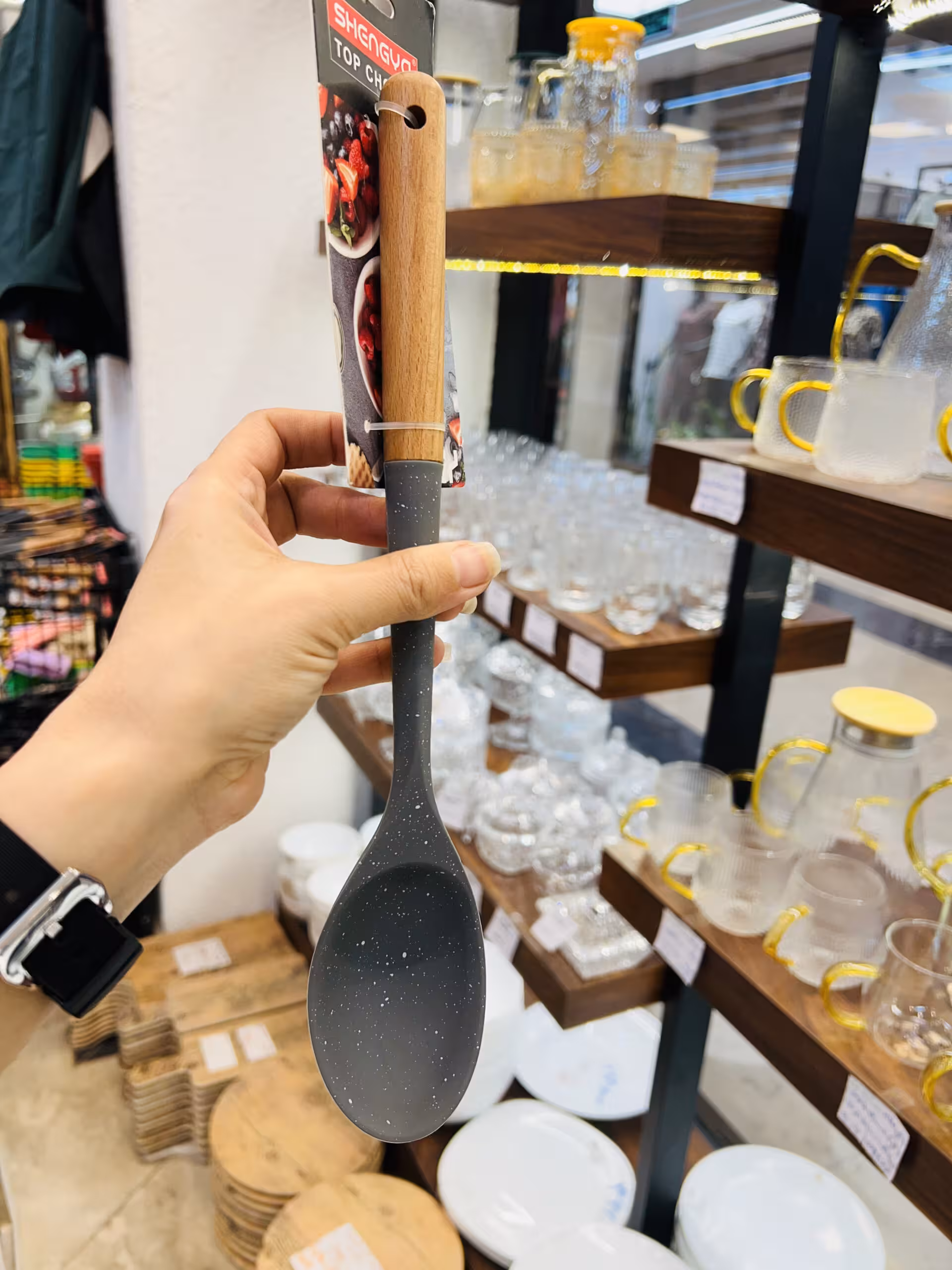 قاشق سیلیکون چوب مقاوم در برابر گرما P3843