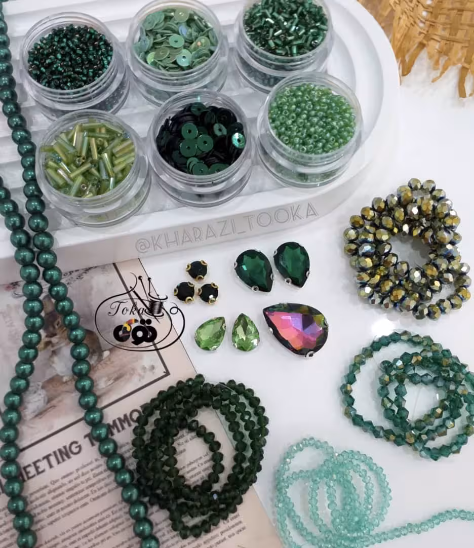 پک جواهردوزی سبز تیره