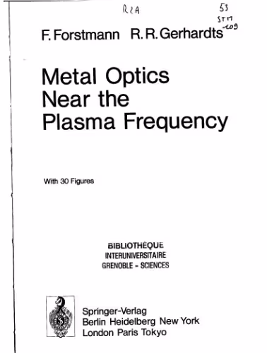 خرید و دانلود نسخه کامل کتاب Metal Optics Near the Plasma Frequency (Springer Tracts in Modern Physics)