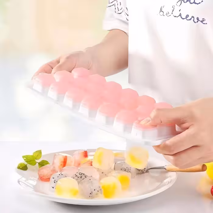 قالب یخ و ژله سیلیکونی شفاف 21 عددی مکعب