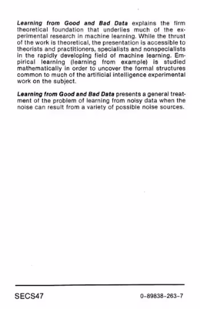 خرید و دانلود نسخه کامل کتاب Learning from good and bad data