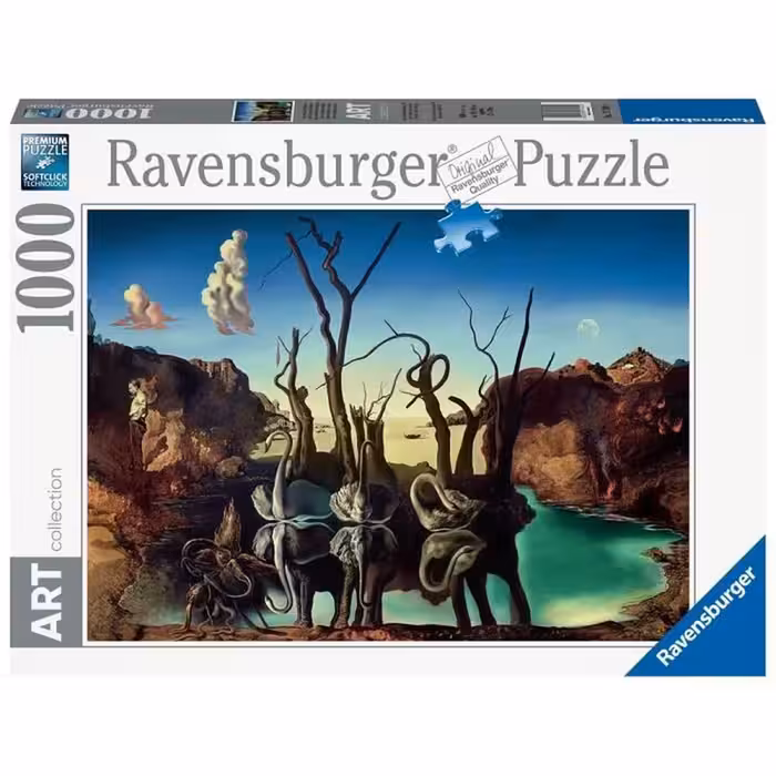 پازل 1000 قطعه Ravensburger طرح بازتاب قوها در فیل‌ها
