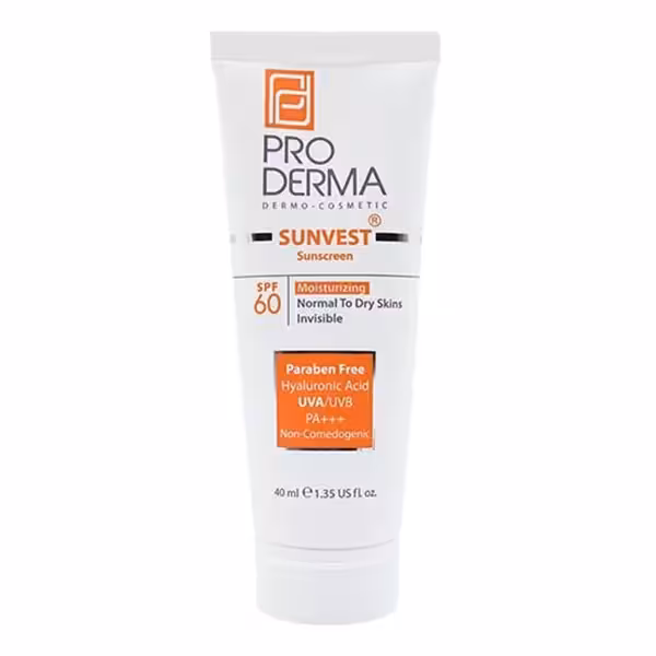 ضدآفتاب پوست نرمال تا خشک بی رنگ spf60 پرودرما