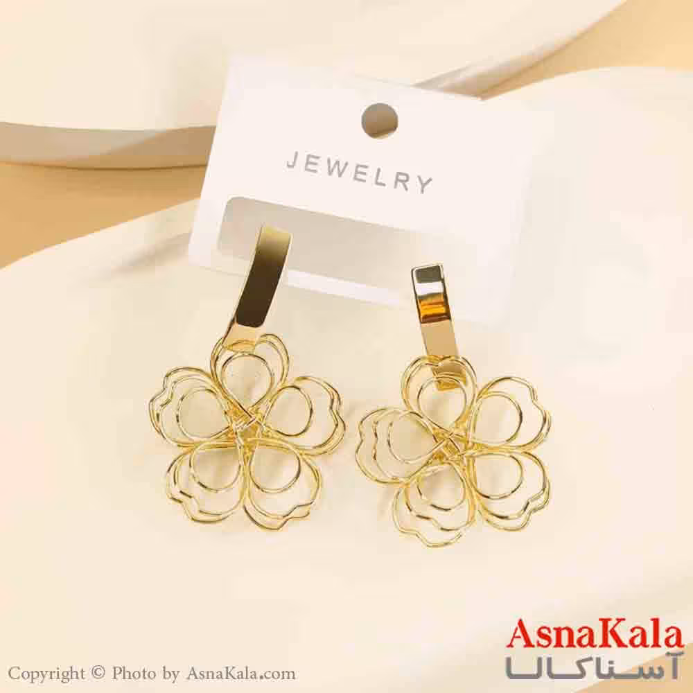 گوشواره استیل مینیمال دخترانه مدل گل آویزی کد GSH151518W