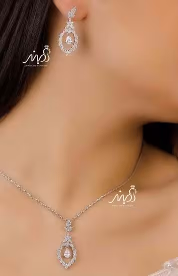 💍نیم ست جواهری (آويز ، گوشواره )  خاص و زیبا ، نقره عیار 925(N_4253)