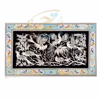 تابلو قلمزنی با قاب خاتم کاری فیبری گل و بلبل 42در72