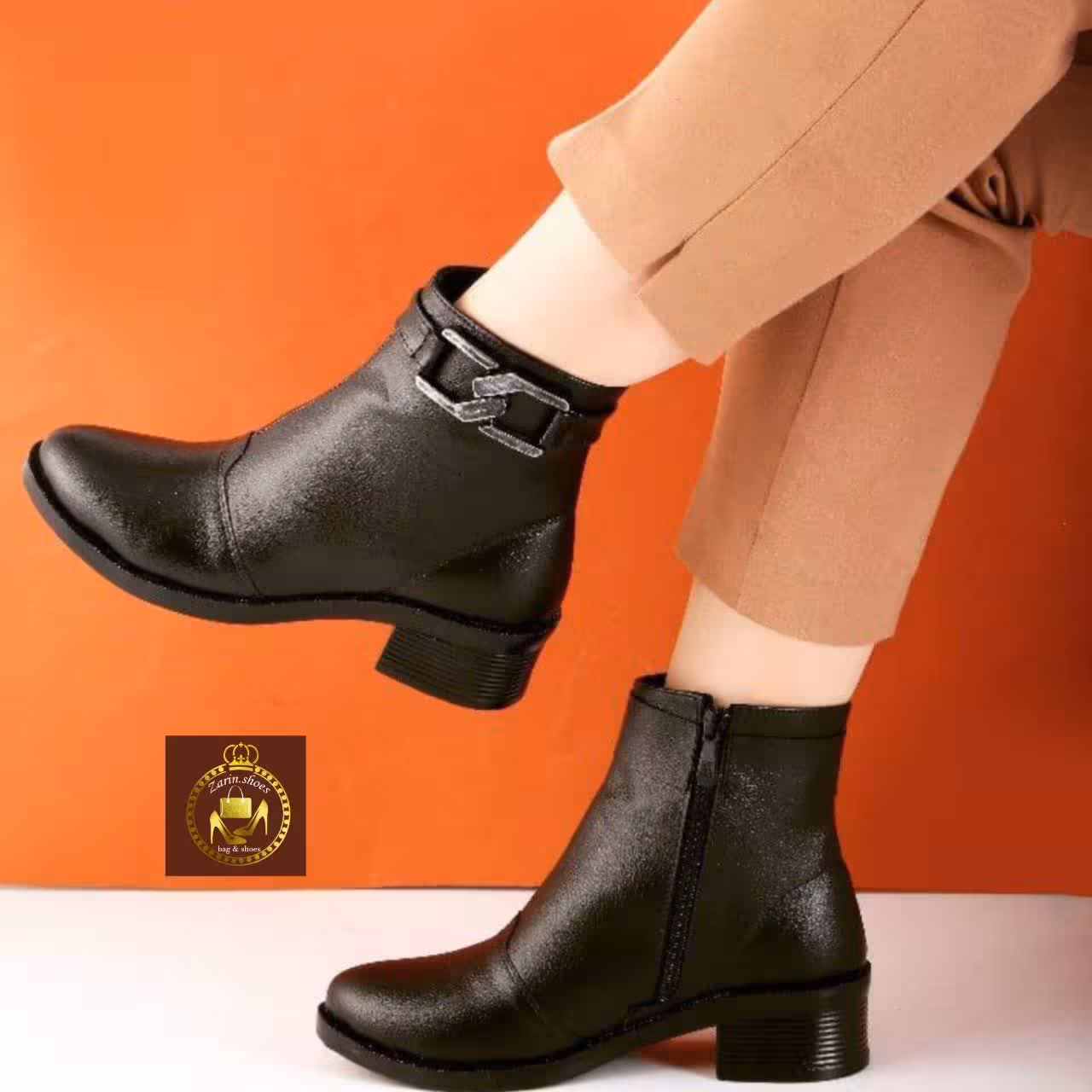 نیم بوت زنانه بغل زیپ پاشنه دار
