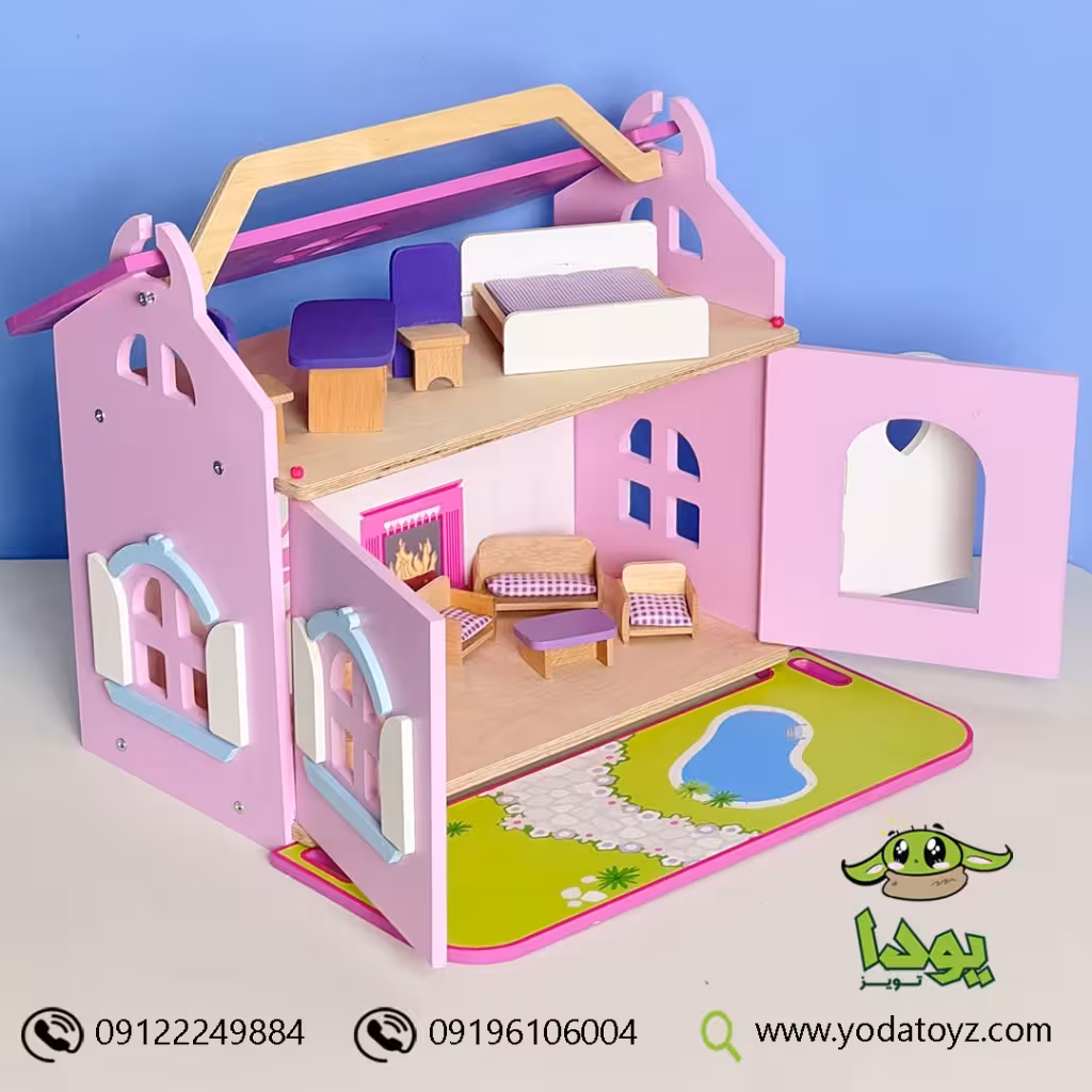 خانه عروسکی چوبی با لوازم